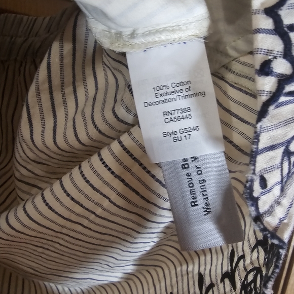 Madewell High Waist Striped Shorts with Navy Blue Embroidery Size Xl 100% Cotton - Picture 9 of 9